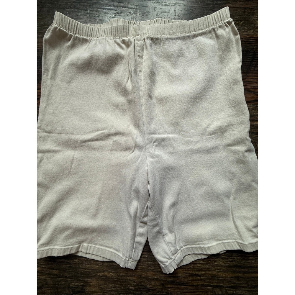 Vintage Just My Size Womens Cream Cotton Blend Elastic Waist Bike Shorts 14W 16W